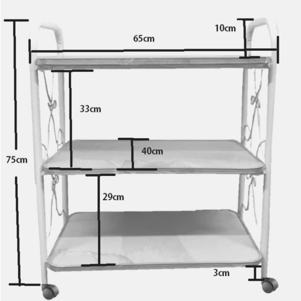 Mesa auxiliar 3 entrepaños reforzados con rueditas para aparatologia - Imagen 3