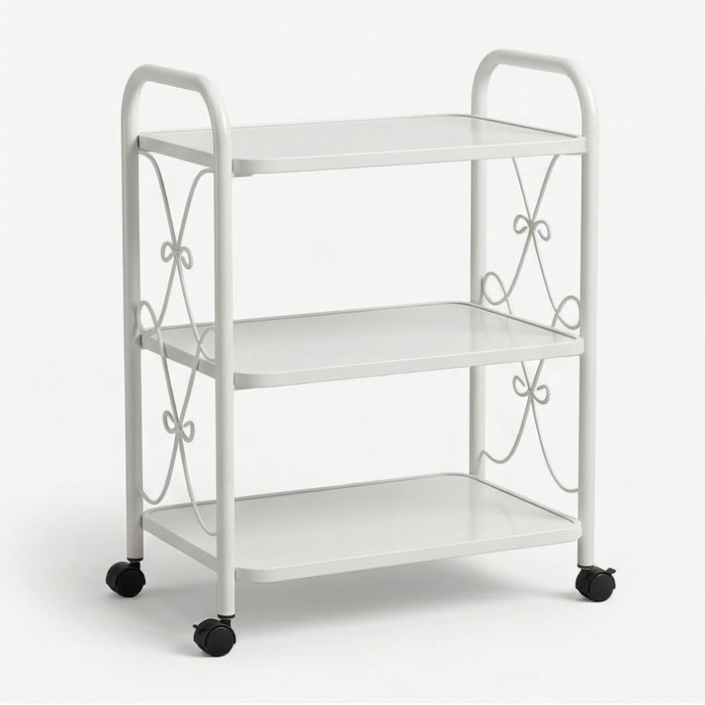 Mesa auxiliar 3 entrepaños reforzados con rueditas para aparatologia - Imagen 7