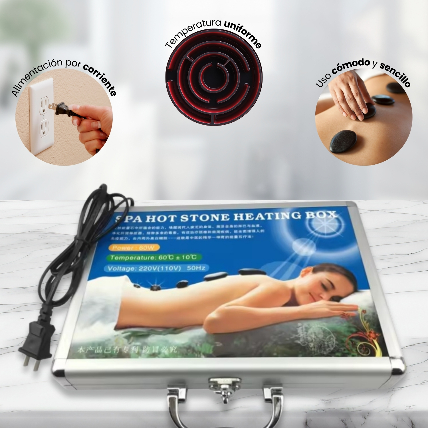 Kit Maleta con Piedra Volcánica SPA Hot Rock Stones Basalto - Imagen 9