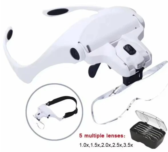 Diadema Lupa con Luz LED y 5 Lentes Intercambiables Profesional - Image 2